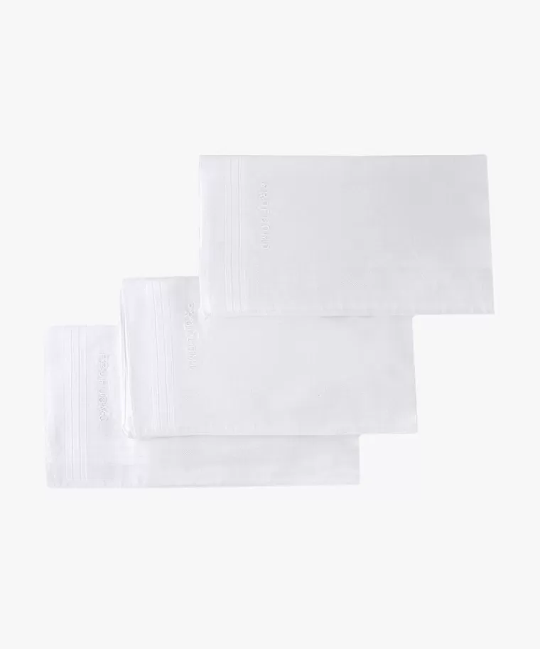 Profuomo 3-Pack katoenen zakdoeken Wit Clearance