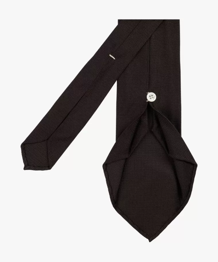 Profuomo 7-fold zijden das DonkerBruin Fashion