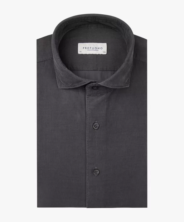 Profuomo Anthra corduroy overhemd Antraciet Clearance
