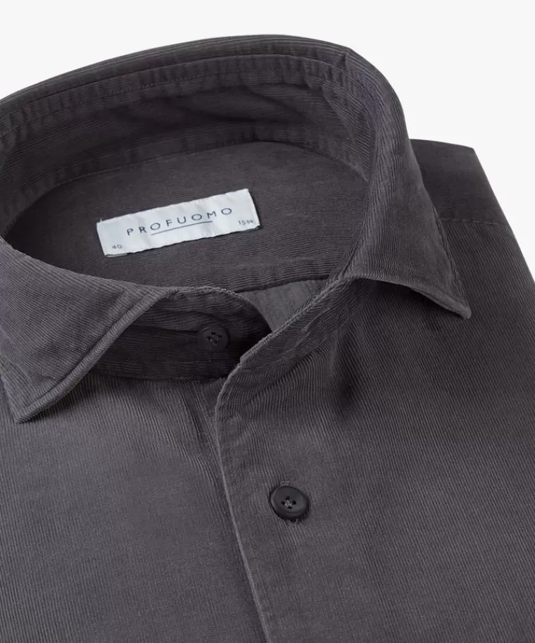 Profuomo Anthra corduroy overhemd Antraciet Clearance