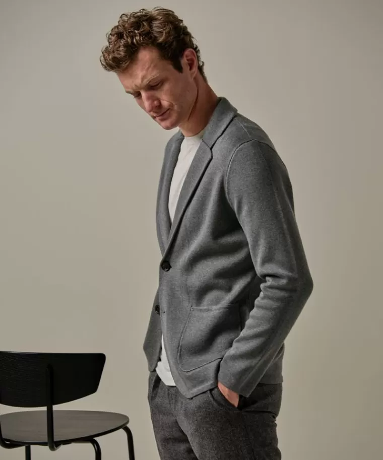 Profuomo Anthra luxury basic knitted colbert Grijs New