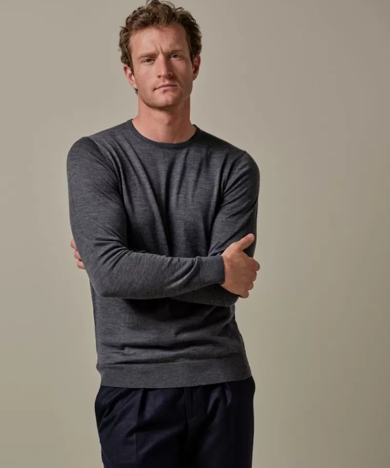 Profuomo Anthra merino crewneck Antraciet New