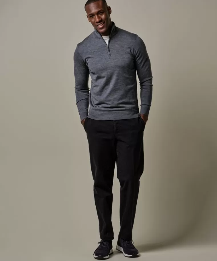 Profuomo Anthra merino half zip Antraciet Store