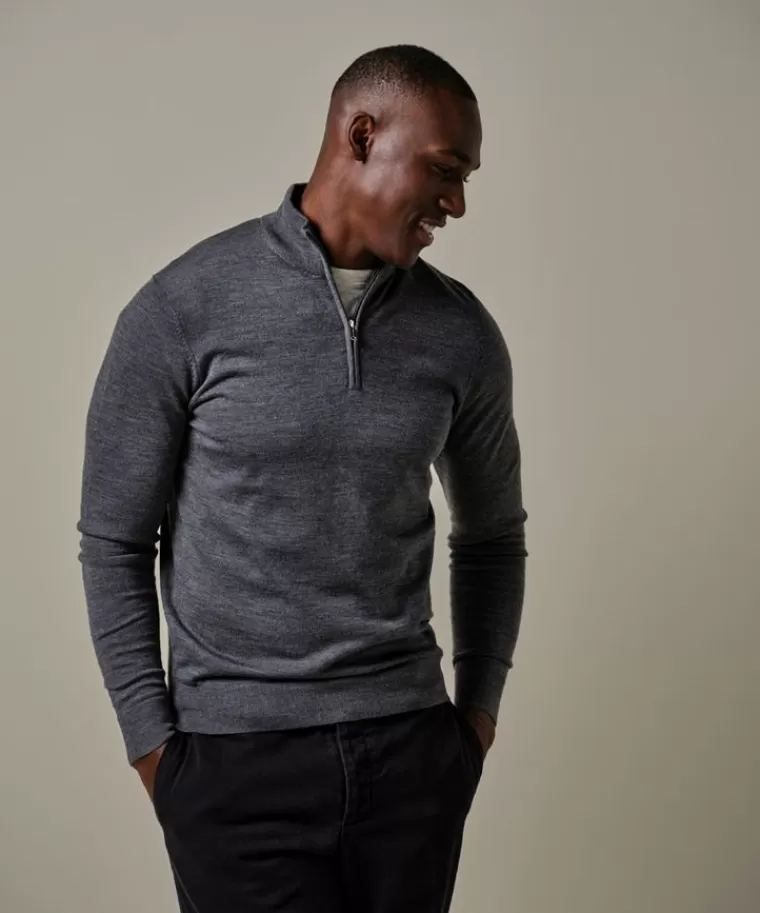 Profuomo Anthra merino half zip Antraciet Store