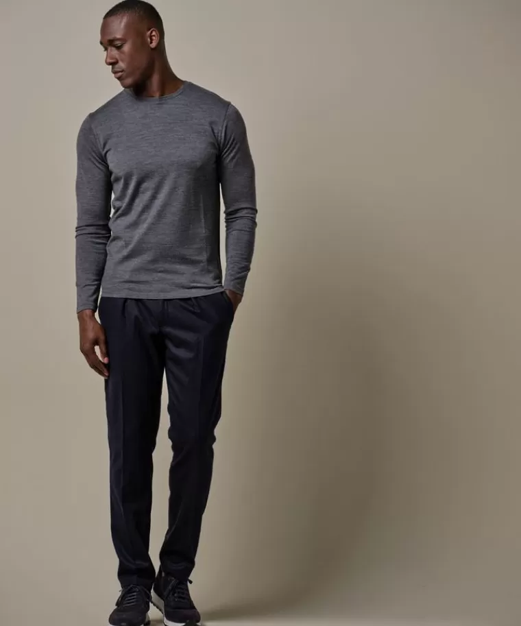 Profuomo Anthra merino t-shirt longsleeve Antraciet Store