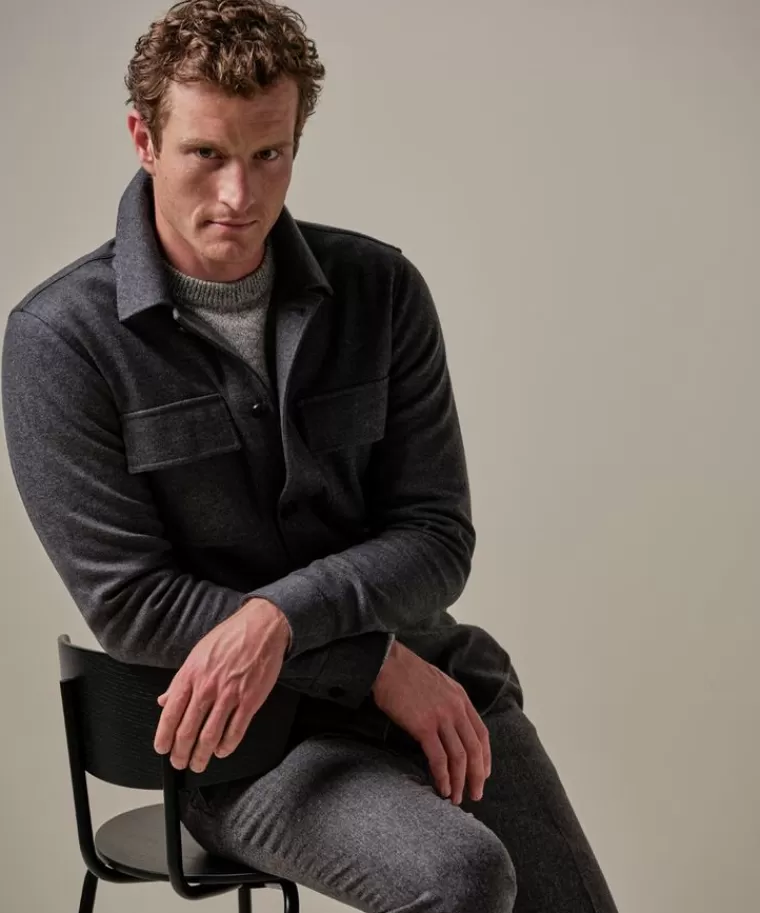 Profuomo Anthra wol knitted overshirt Antraciet Outlet
