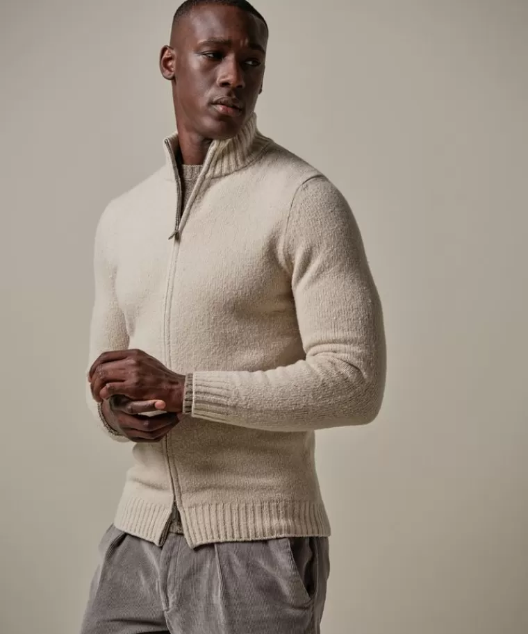 Profuomo boiled wollen full zip Beige Cheap