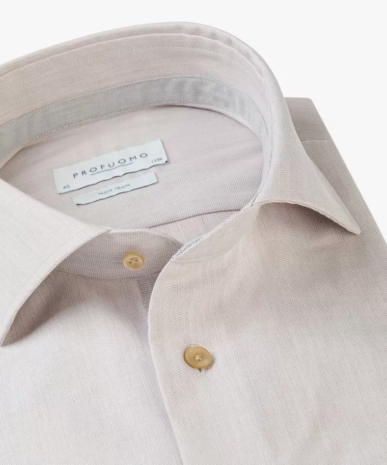 Profuomo Beige dobby overhemd Zand Shop