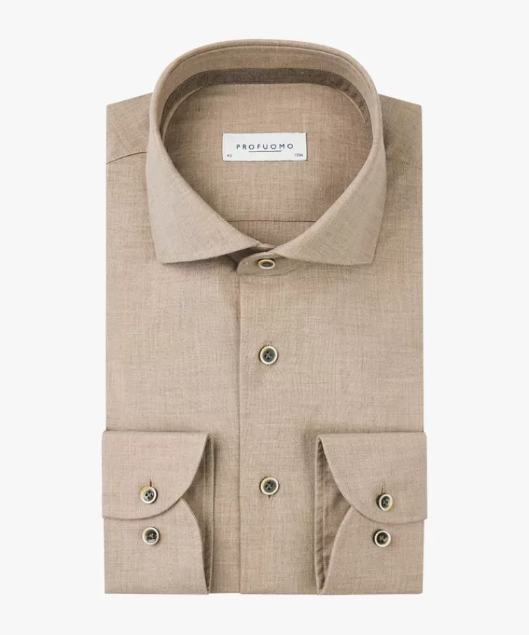 Profuomo flanel overhemd Beige Flash Sale