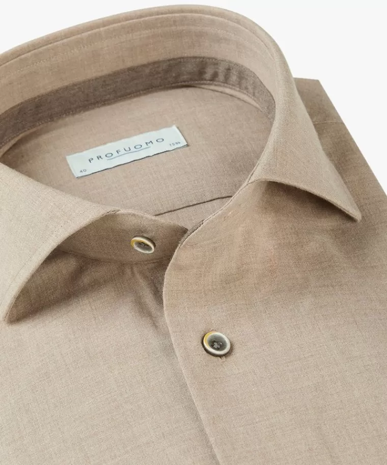 Profuomo flanel overhemd Beige Flash Sale