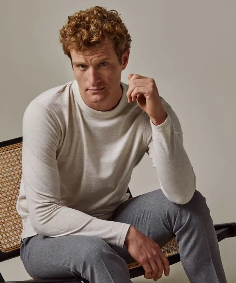 Profuomo melange longsleeve t-shirt Beige Best