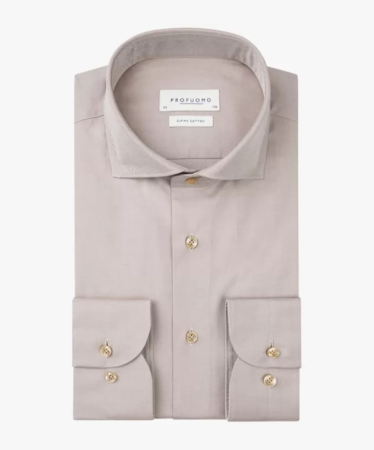 Profuomo Supima twill overhemd Beige Best Sale