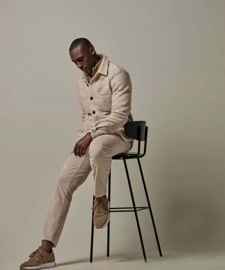 Profuomo Beige wol geruit overshirt Zand Shop