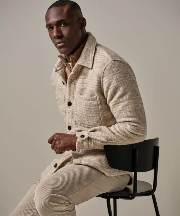 Profuomo Beige wol geruit overshirt Zand Shop