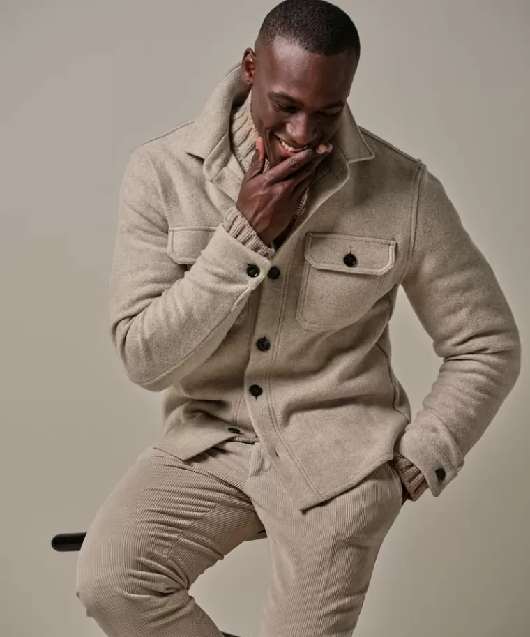 Profuomo wol knitted overshirt Beige Clearance