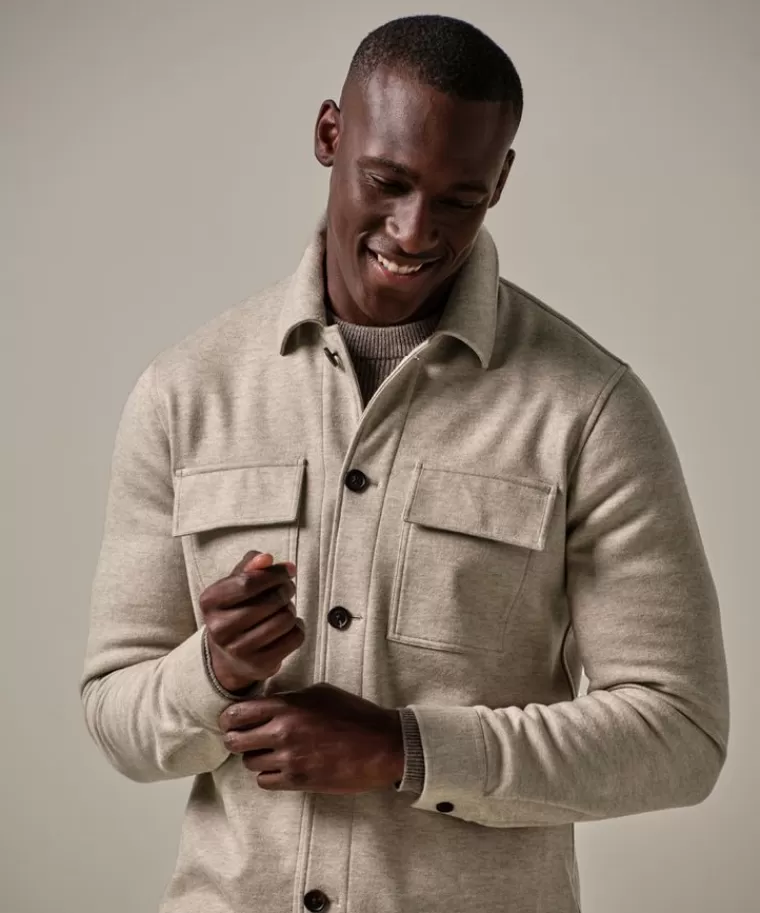 Profuomo wol knitted overshirt Beige Discount