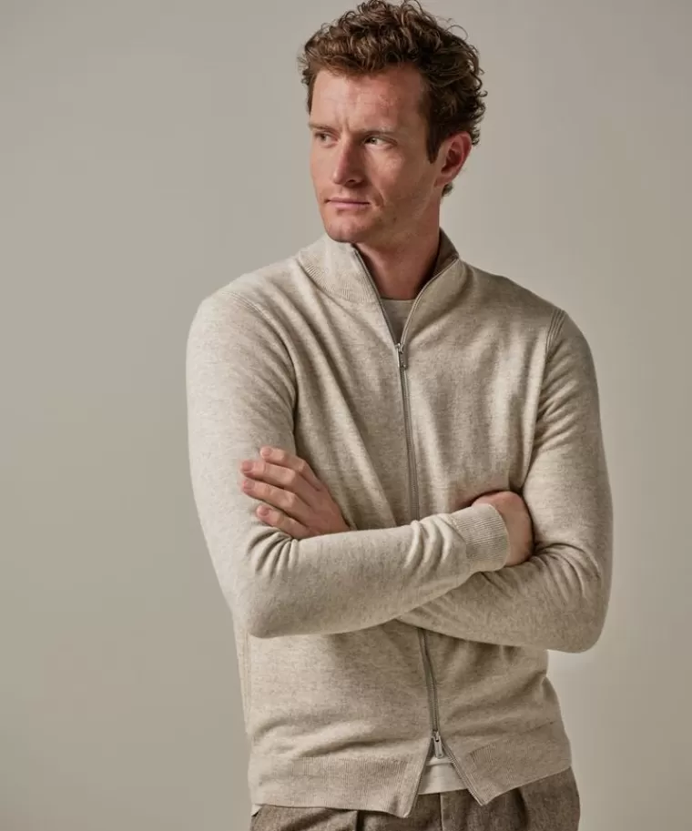 Profuomo wol mix full zip Beige Discount