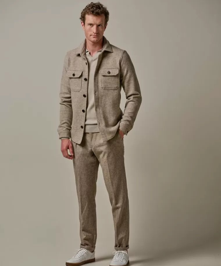 Profuomo wol stuctuur overshirt Beige Online