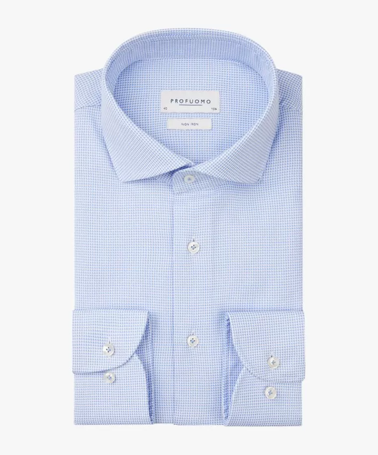 Profuomo dobby overhemd Blauw Clearance