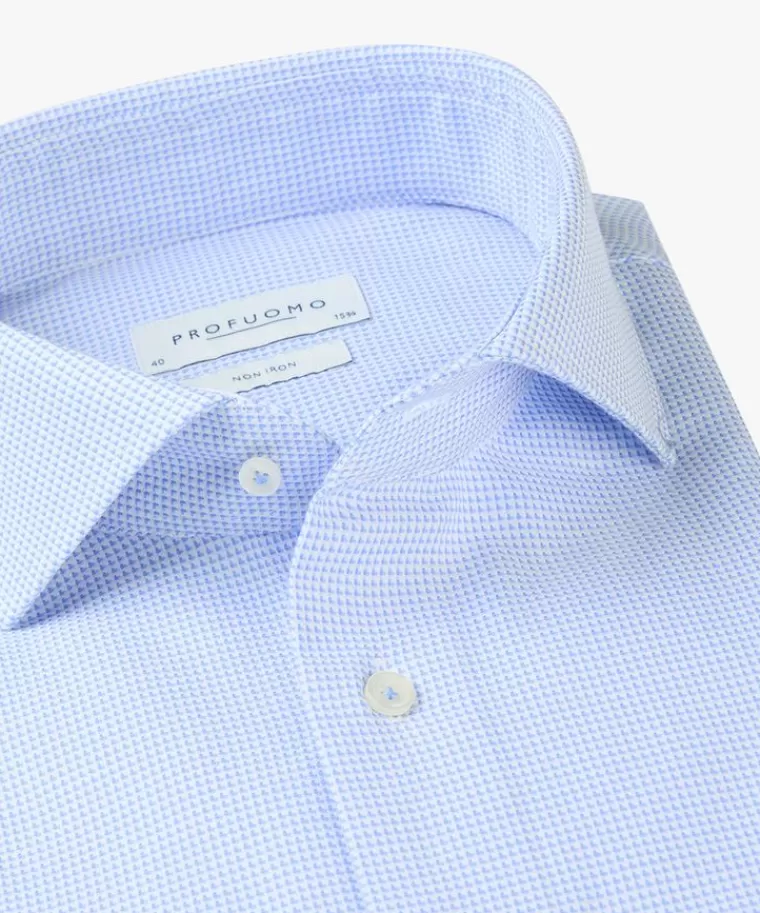 Profuomo dobby overhemd Blauw Clearance