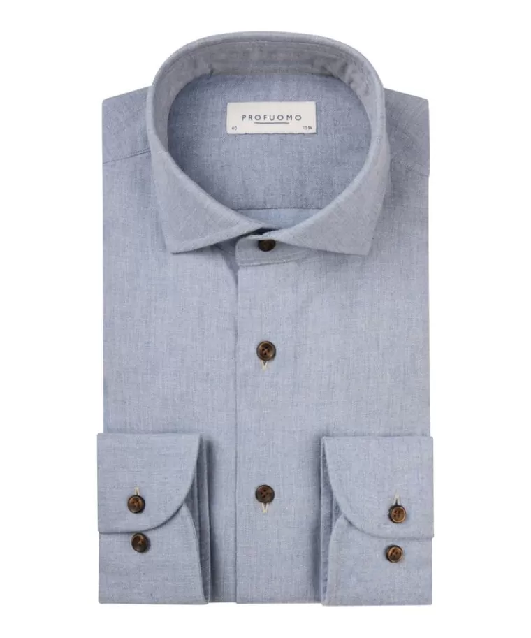 Profuomo  flanel overhemd Blauw Online