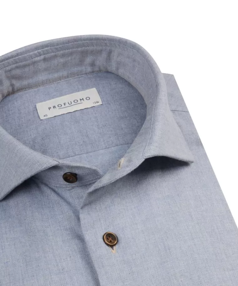 Profuomo  flanel overhemd Blauw Online