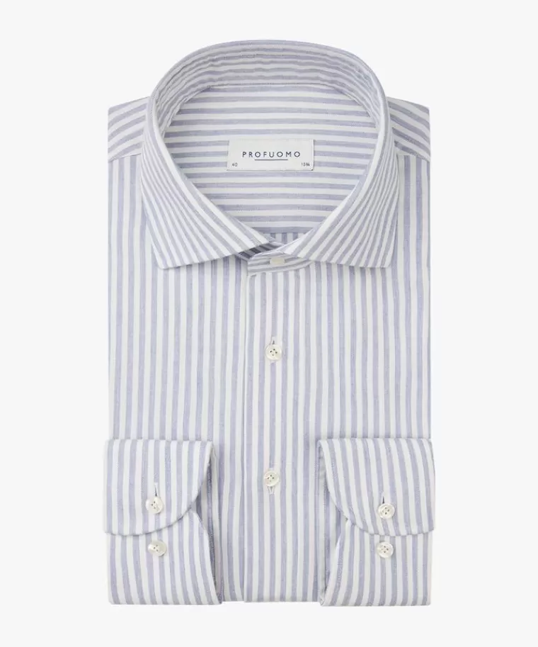 Profuomo gestreept overhemd Blauw Outlet