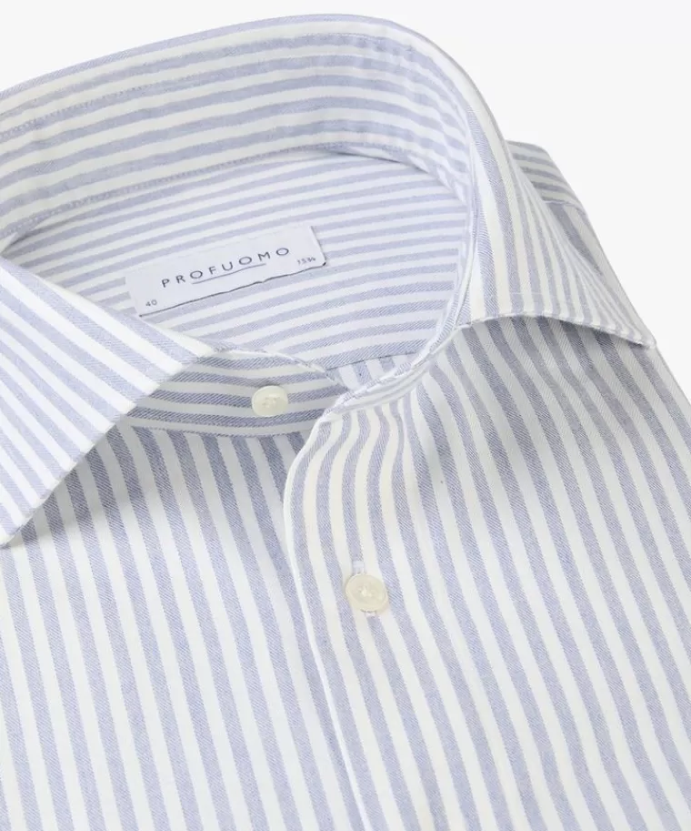 Profuomo gestreept overhemd Blauw Outlet