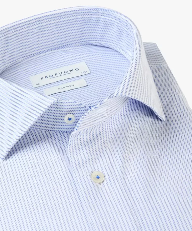 Profuomo streep overhemd Extra LM Blauw Cheap