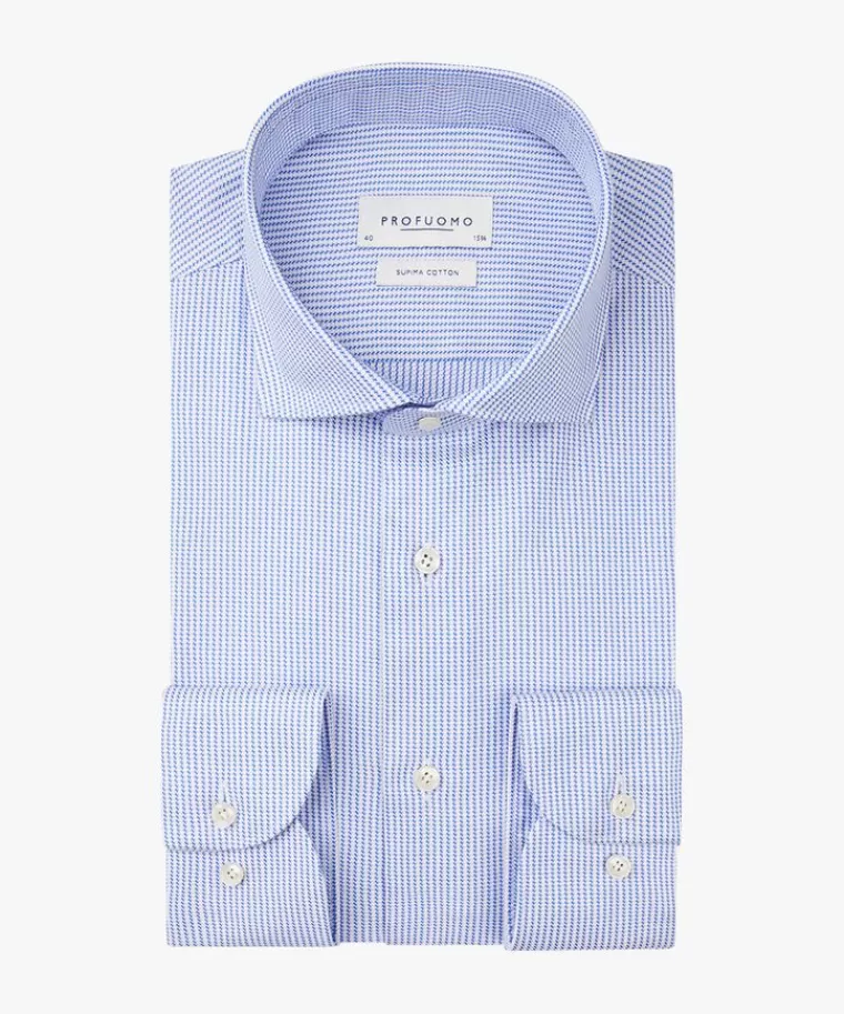 Profuomo Supima dobby overhemd Blauw Discount