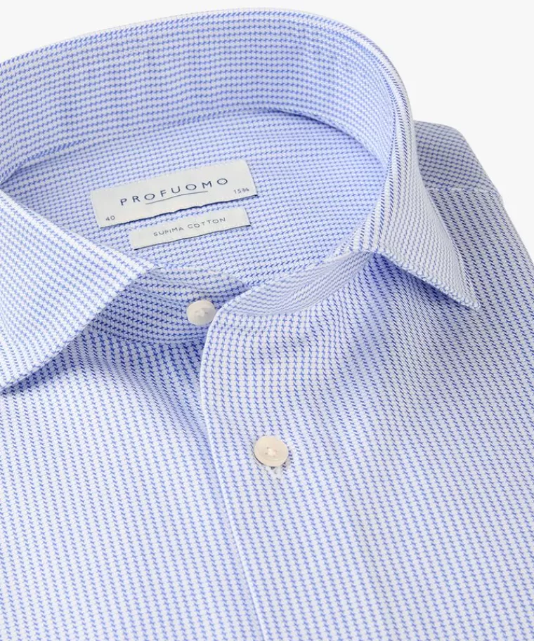 Profuomo Supima dobby overhemd Blauw Discount