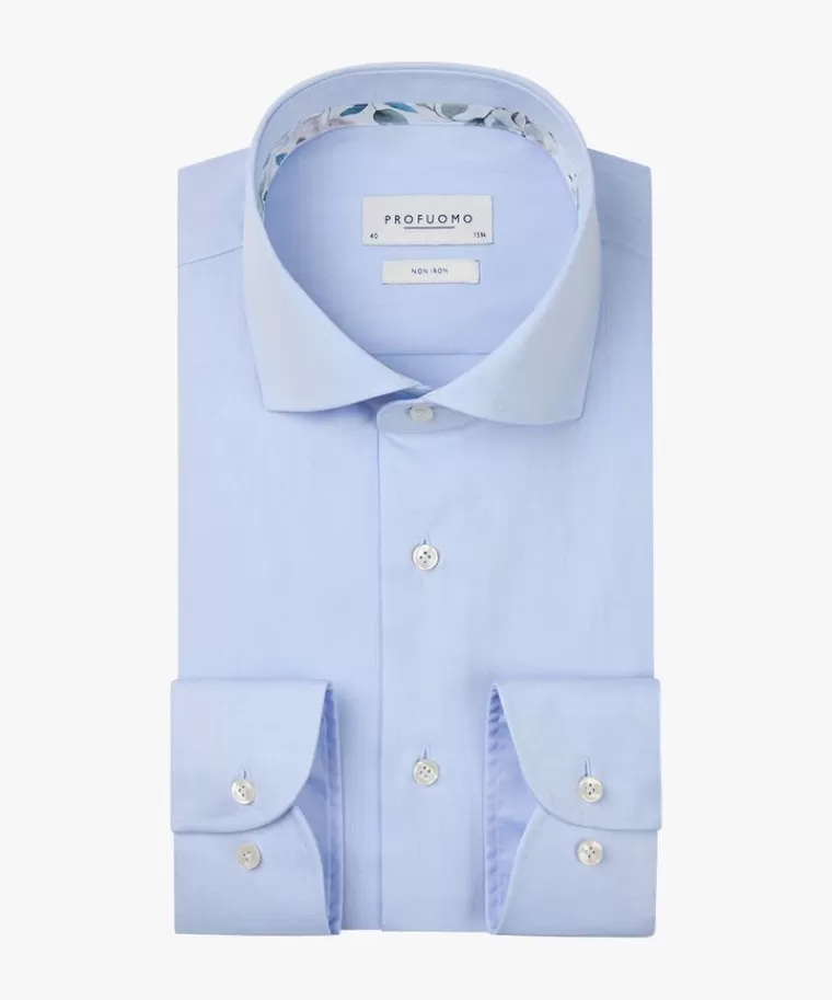 Profuomo Blauw twill overhemd Lichtblauw Flash Sale