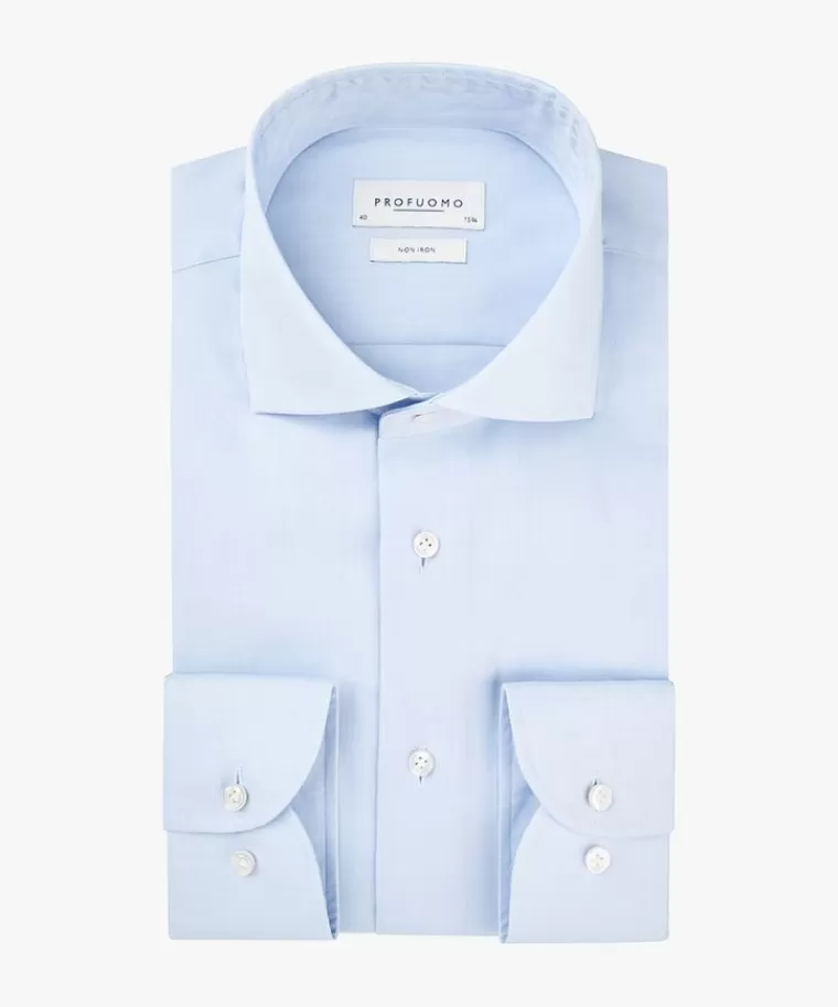 Profuomo twill overhemd Extra LM Blauw Fashion