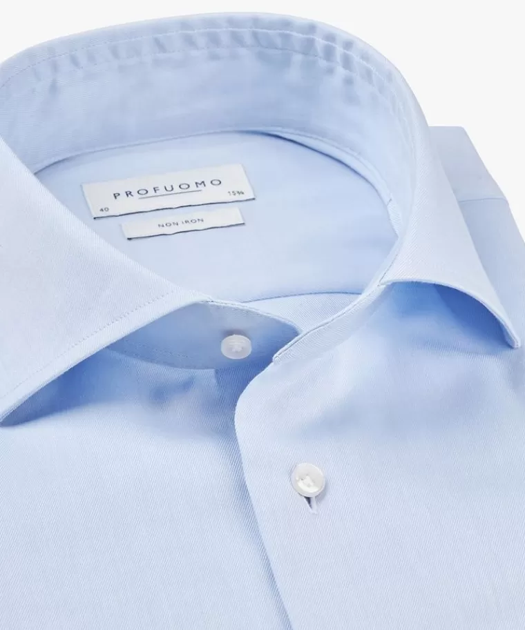 Profuomo twill overhemd Extra LM Blauw Fashion