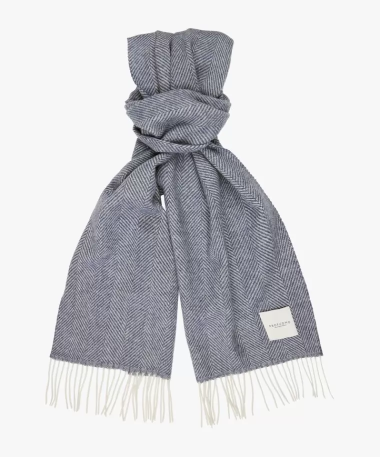 Profuomo Blauwe lamswollen sjaal Midblauw Outlet