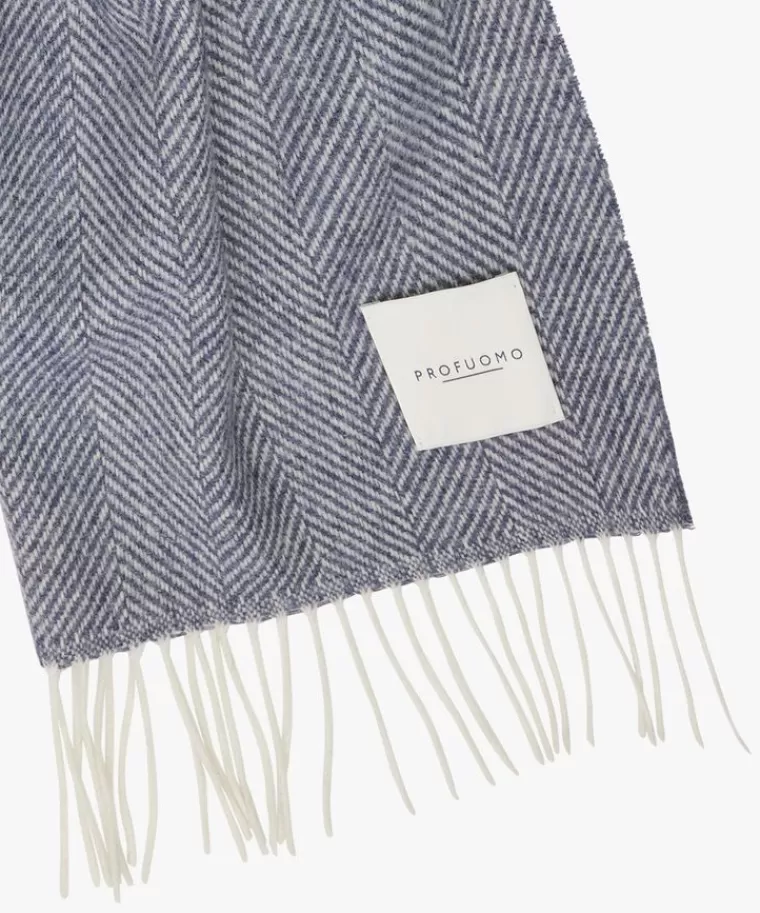 Profuomo Blauwe lamswollen sjaal Midblauw Outlet