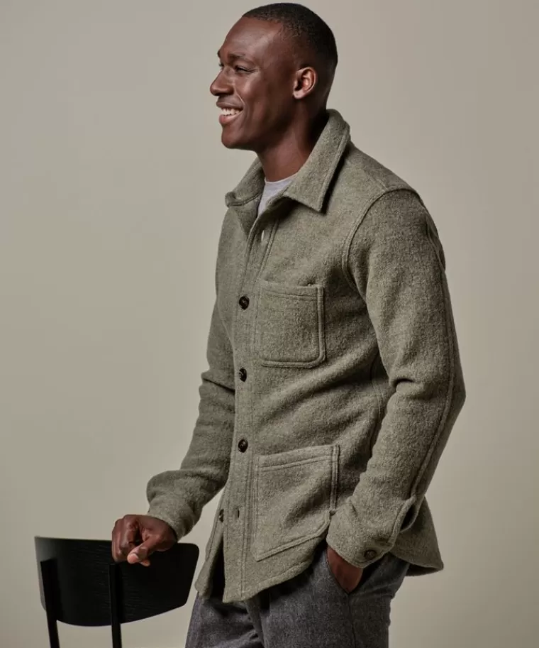 Profuomo Boiled wol knitted overshirt Midgroen Best