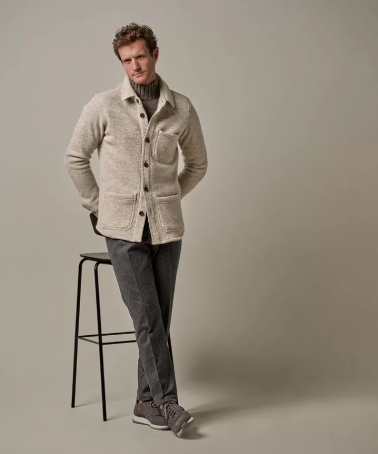 Profuomo Boiled wol knitted overshirt Beige Sale