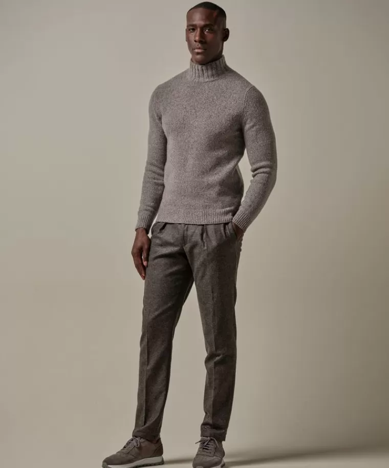 Profuomo Bruine boiled wollen crewneck Midbruin Outlet
