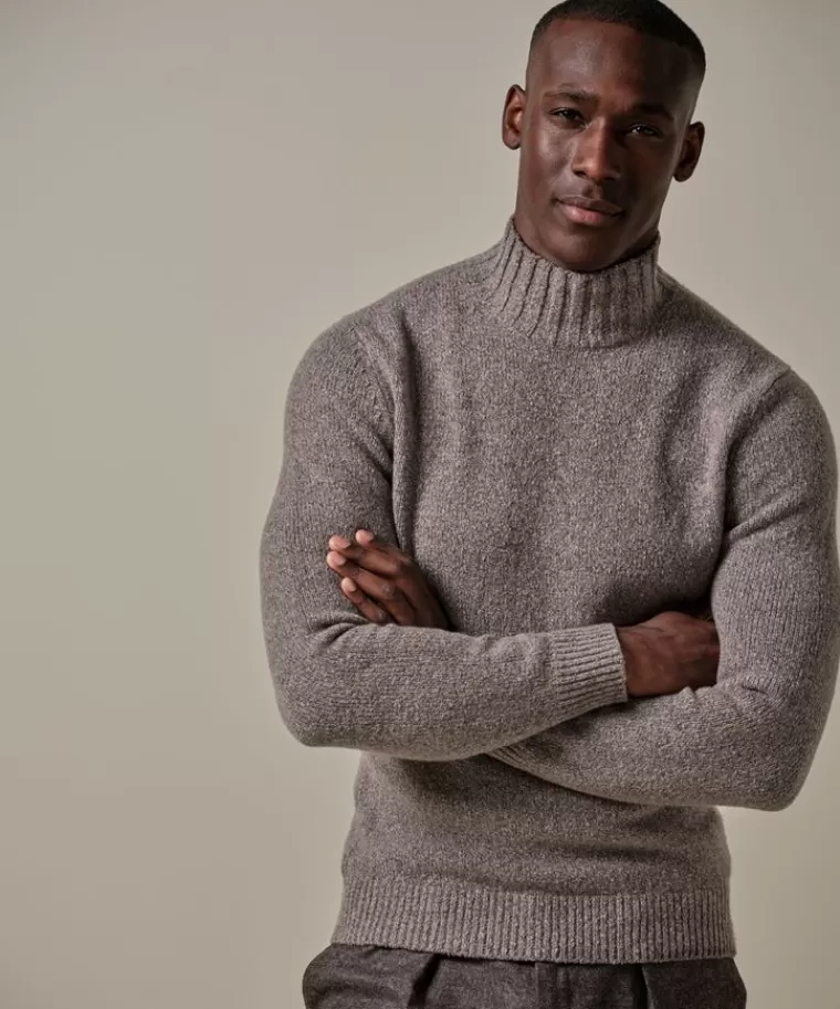Profuomo Bruine boiled wollen crewneck Midbruin Outlet