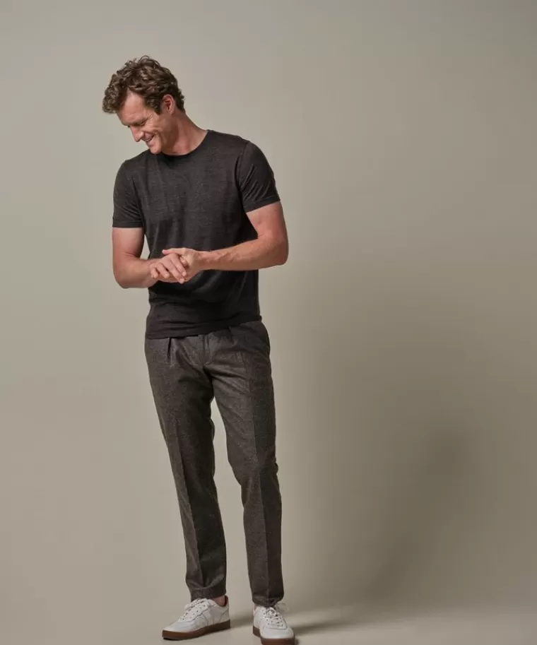Profuomo Bruine merino t-shirt DonkerBruin Online