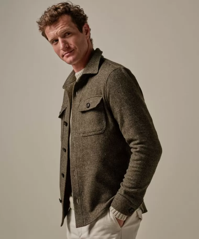 Profuomo Bruine wol stuctuur overshirt DonkerBruin New