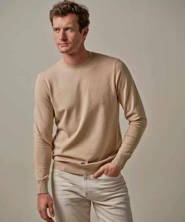 Profuomo luxury basic crewneck Camel Cheap