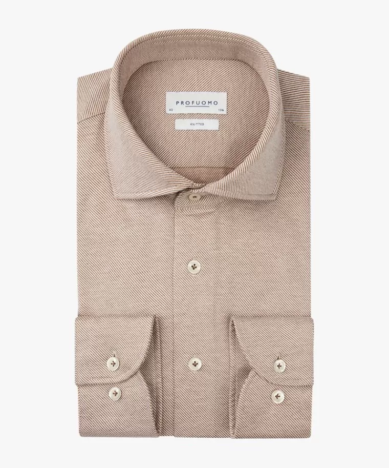 Profuomo twill jersey overhemd Camel Outlet