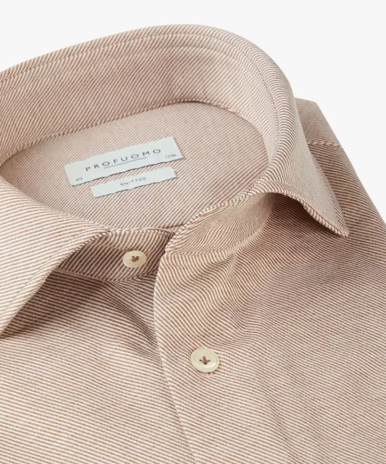 Profuomo twill jersey overhemd Camel Outlet