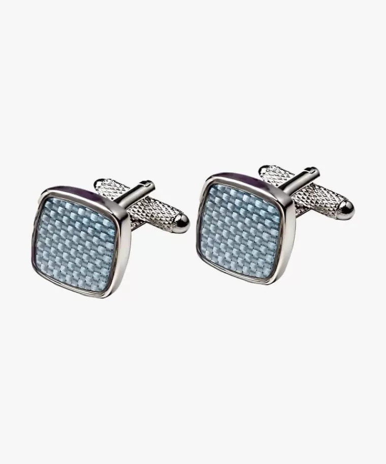 Profuomo Carbon look manchetknopen Blauw Sale