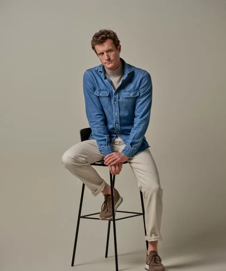 Profuomo Denim overshirt Indigo Sale