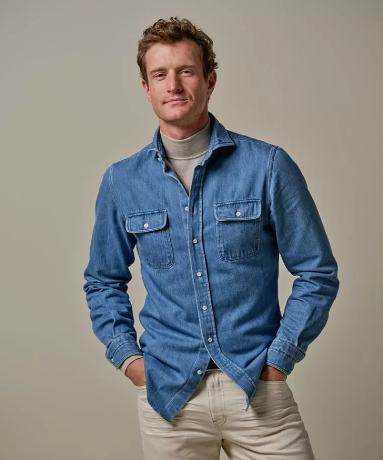 Profuomo Denim overshirt Indigo Sale