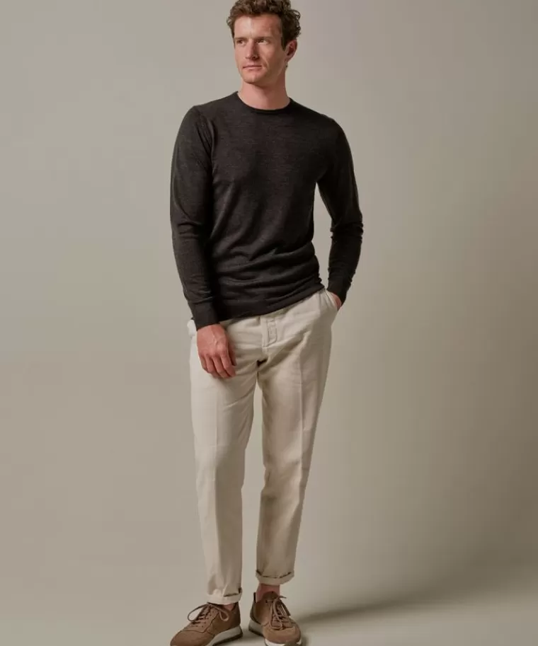 Profuomo Donker bruine merino crewneck DonkerBruin Discount