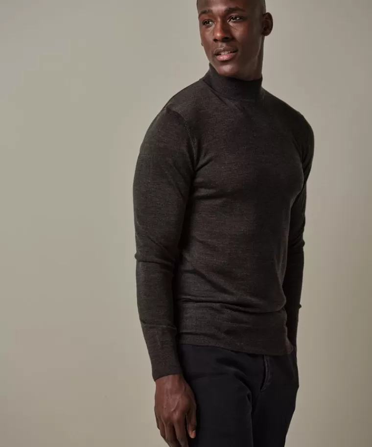 Profuomo Donker bruine merino mockneck DonkerBruin Online